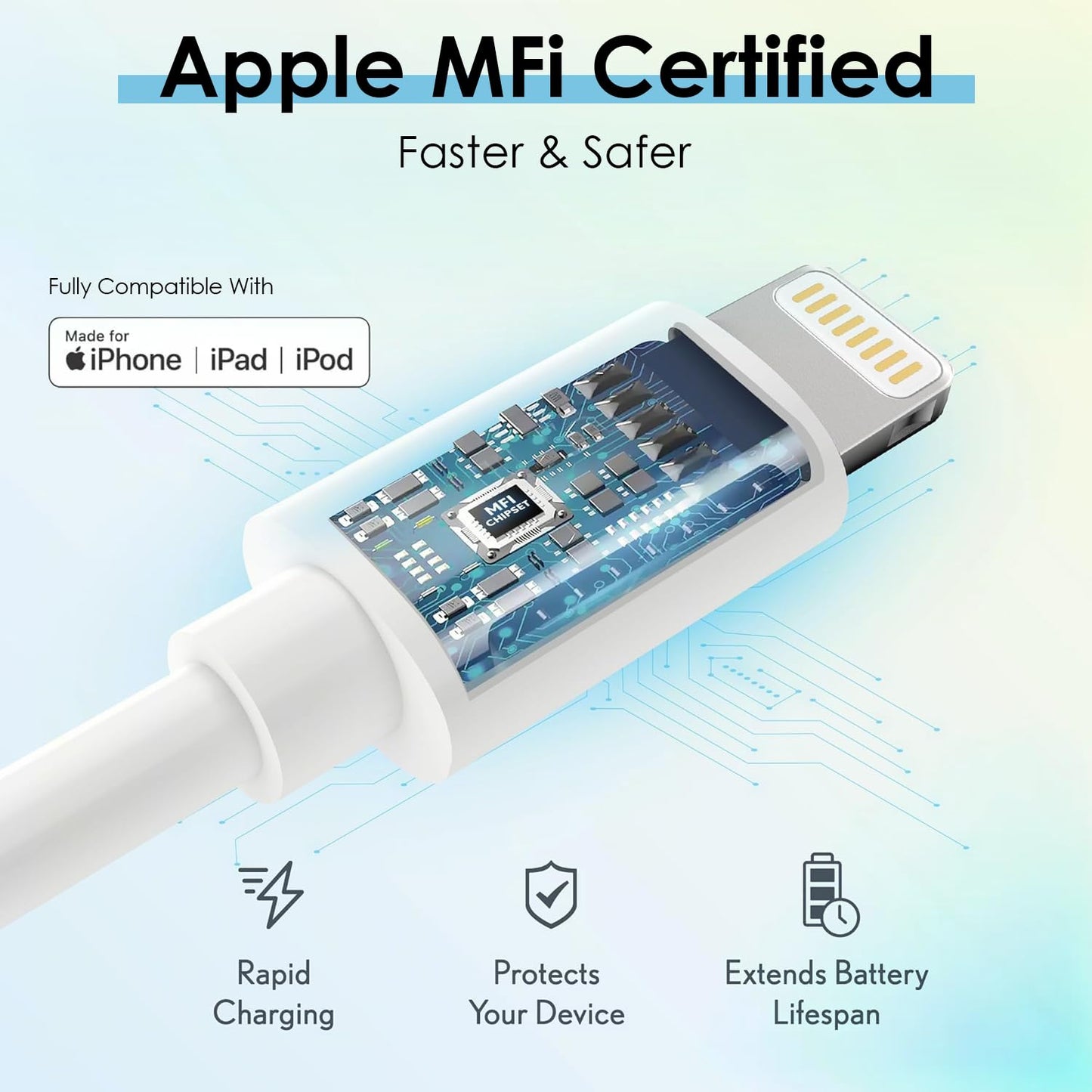 Apple Original Cable [Apple MFi Certified] Lightning to USB Cable Compatible iPhone 13/12/11 Pro Max/XS MAX/XR/XS/X/8/7/Plus/6S iPad AirPods,iPod…