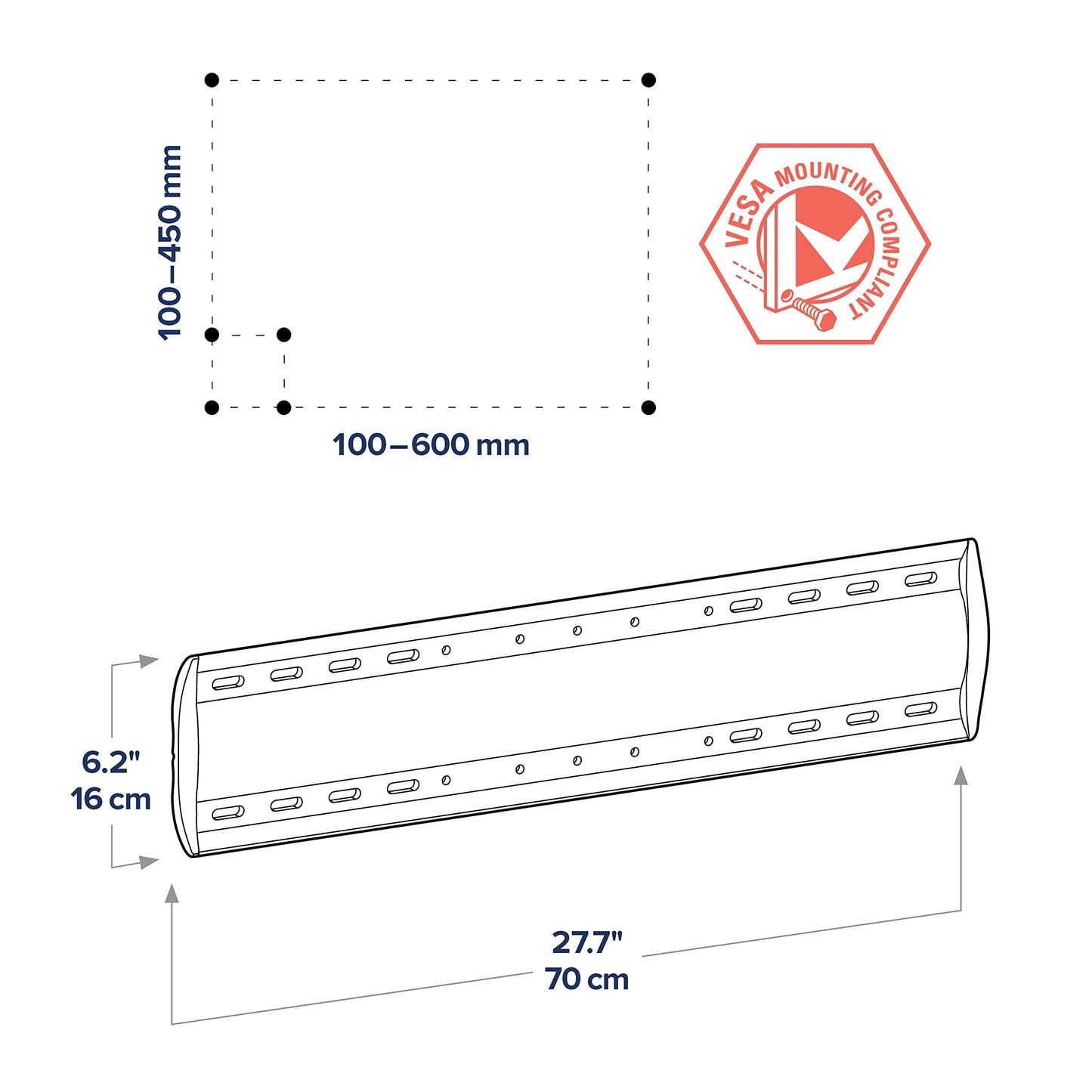 Ergotron - WM Low Profile Wall Mount, VESA TV Wall Mount - for Heavy Monitors or TVs Greater Than 32 Inches, 0 to 175 lbs, VESA Width Up to 600 mm
