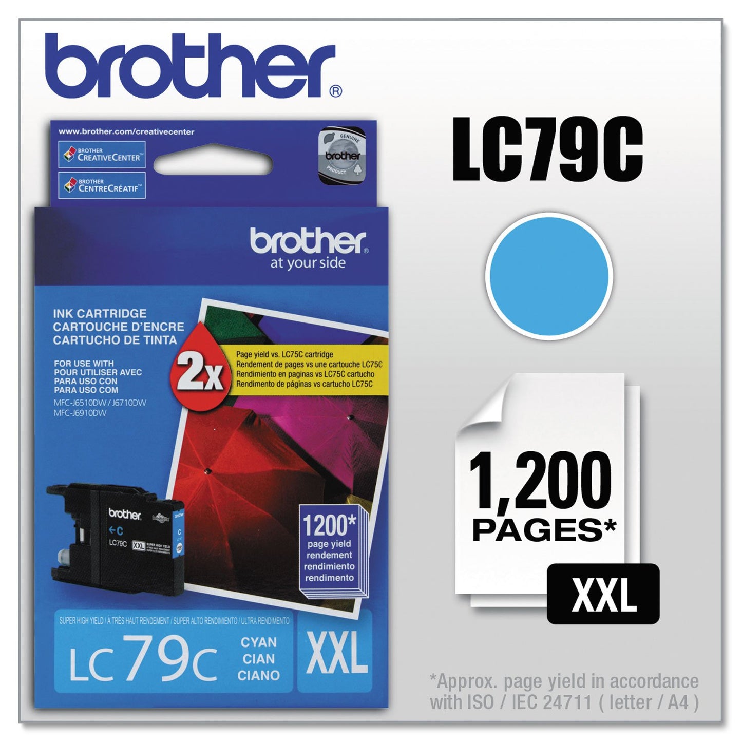 Brother LC79C LC79C Innobella Super High-Yield Ink, Cyan