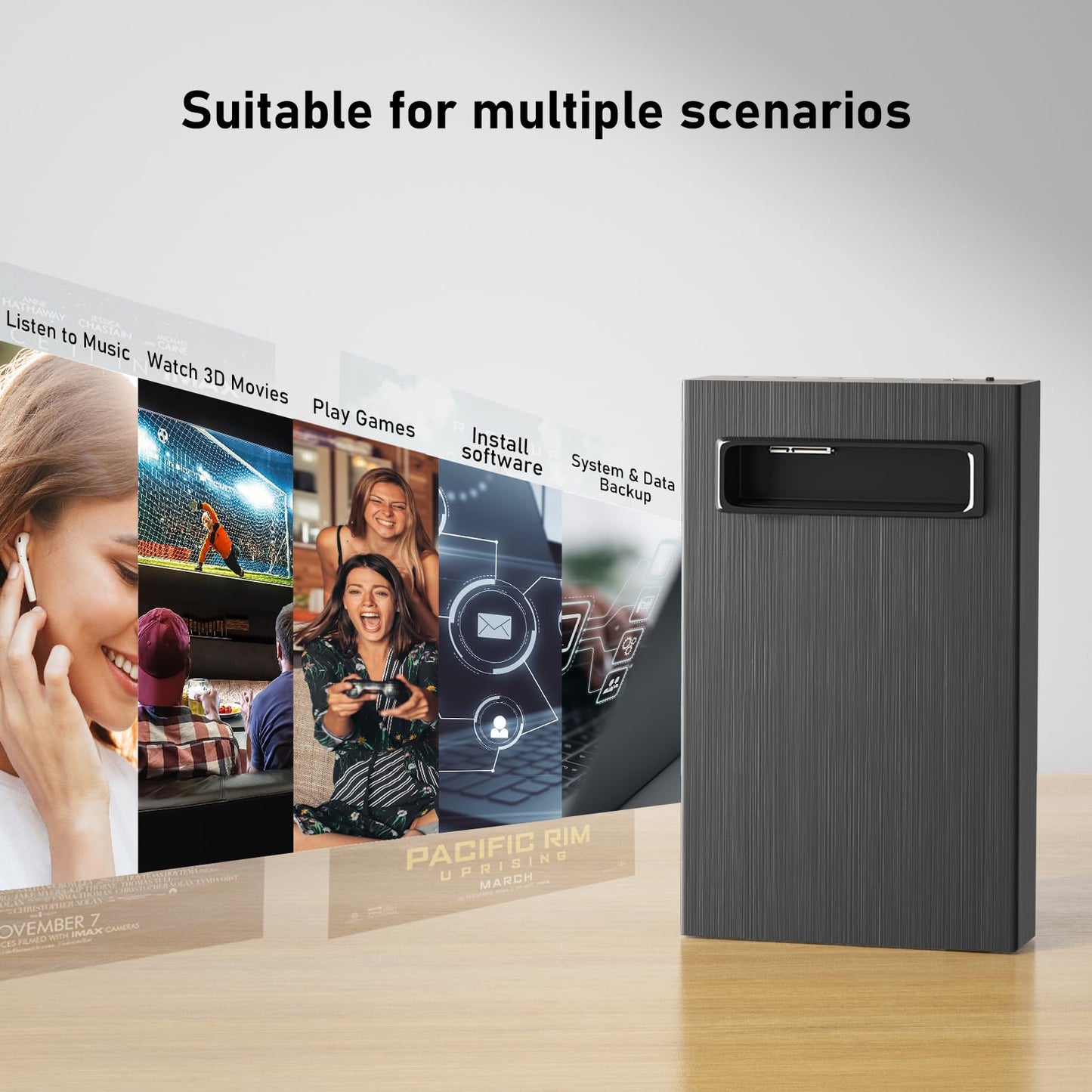 mthstec 4 in 1 External Blu Ray Drive, 16x USB 3.0 and Type-C External Bluray Drive, Multi-Function Fast-Charging Desktop BD/CD/DVD Burner/Read
