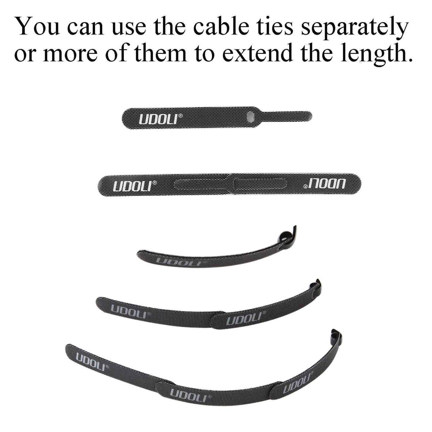 UDOLI 50 PCS Reusable Cable Ties, Fastening Wire Management Straps, Cord Tapes Wraps Rope Holder, Update Cable Organizer Tool Perfect for Home, Office