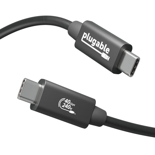Plugable USB C Cable, 240W Charging Cable 40Gbps, 4K 120Hz, 8K 60Hz USB-C Monitor, iPhone, MacBook, iPad, Samsung Galaxy, 3.3 Feet (USBC-240W-1M)