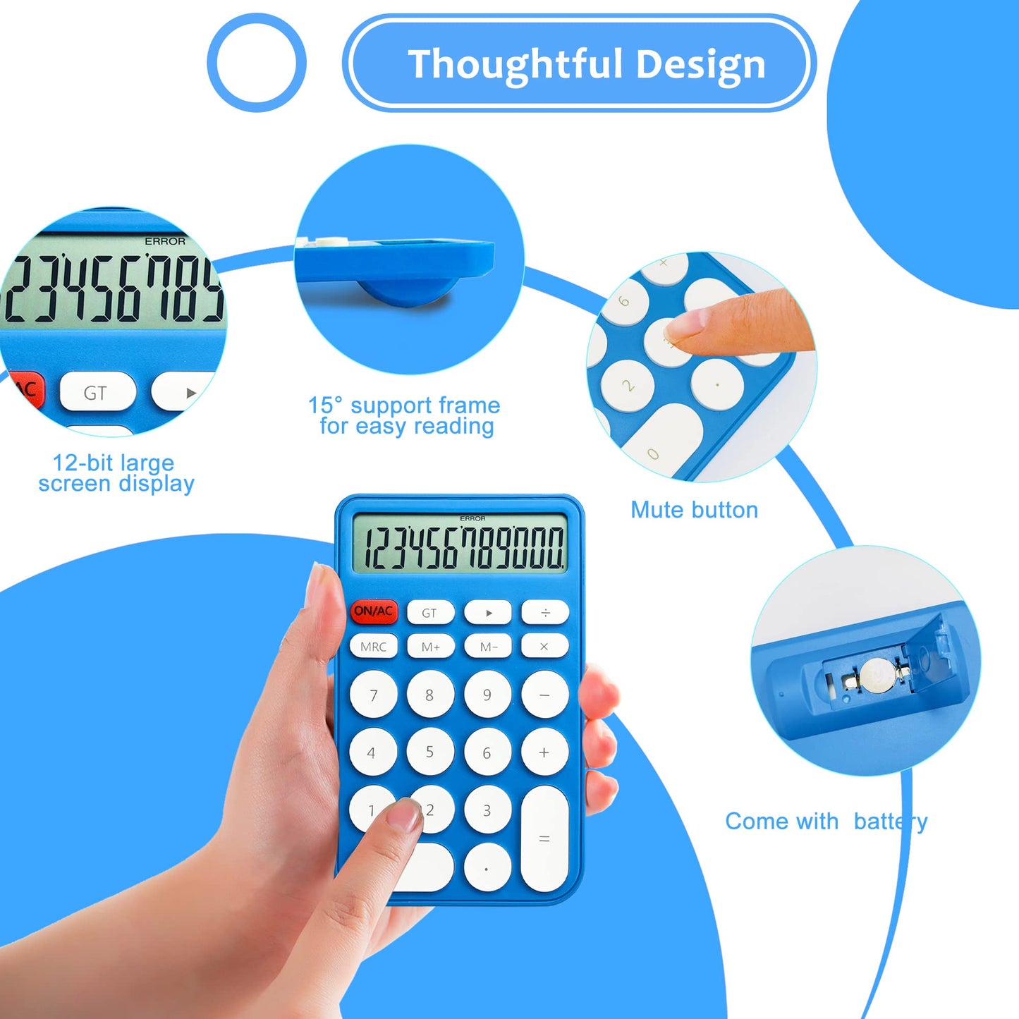 VEWINGL Standard Calculator, 12 Digit Large Display Desktop Calculator with Big Buttons for Office, School, Home & Business