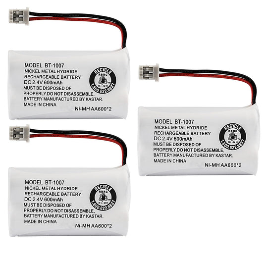 JustGreatDealz New! Genuine Uniden BBTY0651101 BT-1007 NiMH 600mAh DC 2.4V Rechargeable Cordless Telephone Battery (3-Pack)