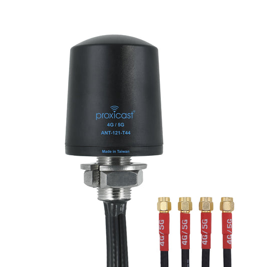 Proxicast 4x4 MIMO 4G/5G Cellular Antenna - Low Profile Vandal Resistant IP67 Omni Through Hole Mount - 6ft Coax - Black - Compatible with Cisco