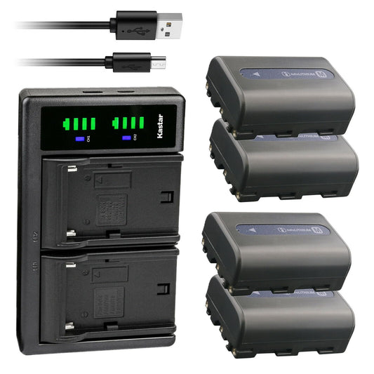 Kastar 4-Pack NP-FM50 Battery and LTD2 USB Charger Replacement for Sony DCR-TRV17, DCR-TRV18, DCR-TRV19, DCR-TRV20, DCR-TRV22, DCR-TRV23, DCR-TRV24