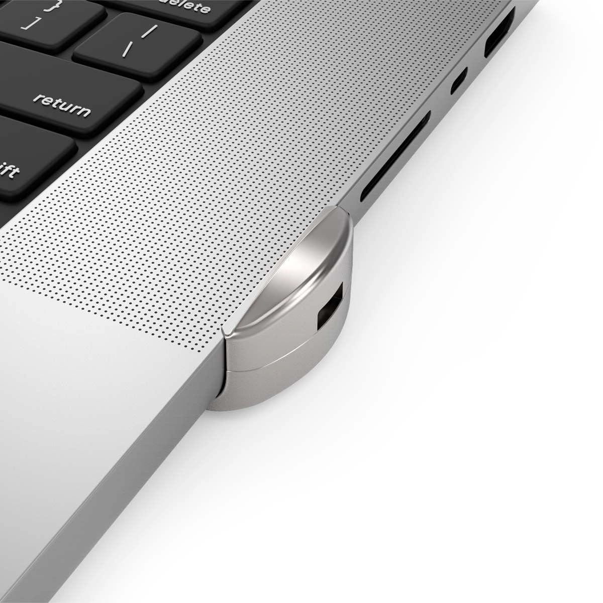 Compulocks Ledge Lock Adapter and keyed Cable Lock for M1, M2, M3, & M4 MacBook Pro 16" Silver