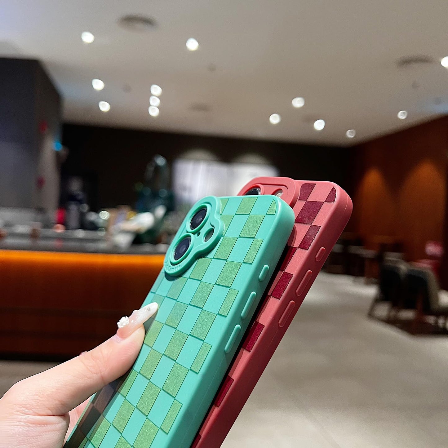 YUMUPIFE Plaid Pattern Phone Case,for iPhone 15(6.1”) Light Blue