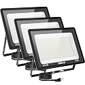 Sunkkes 3 Pack 300W LED Flood Light Outdoor, IP66 Waterproof with Plug, 6000K Daylight White Security Lights Outside Lamp, Exterior Floodlights