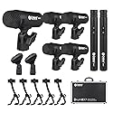 D Debra DK7 Pro 7-Piece Wired Drum Microphone Kit for Performing and Recording Drummers, Includes Mics, Mic Clip with Options for Kick Drums, Snare