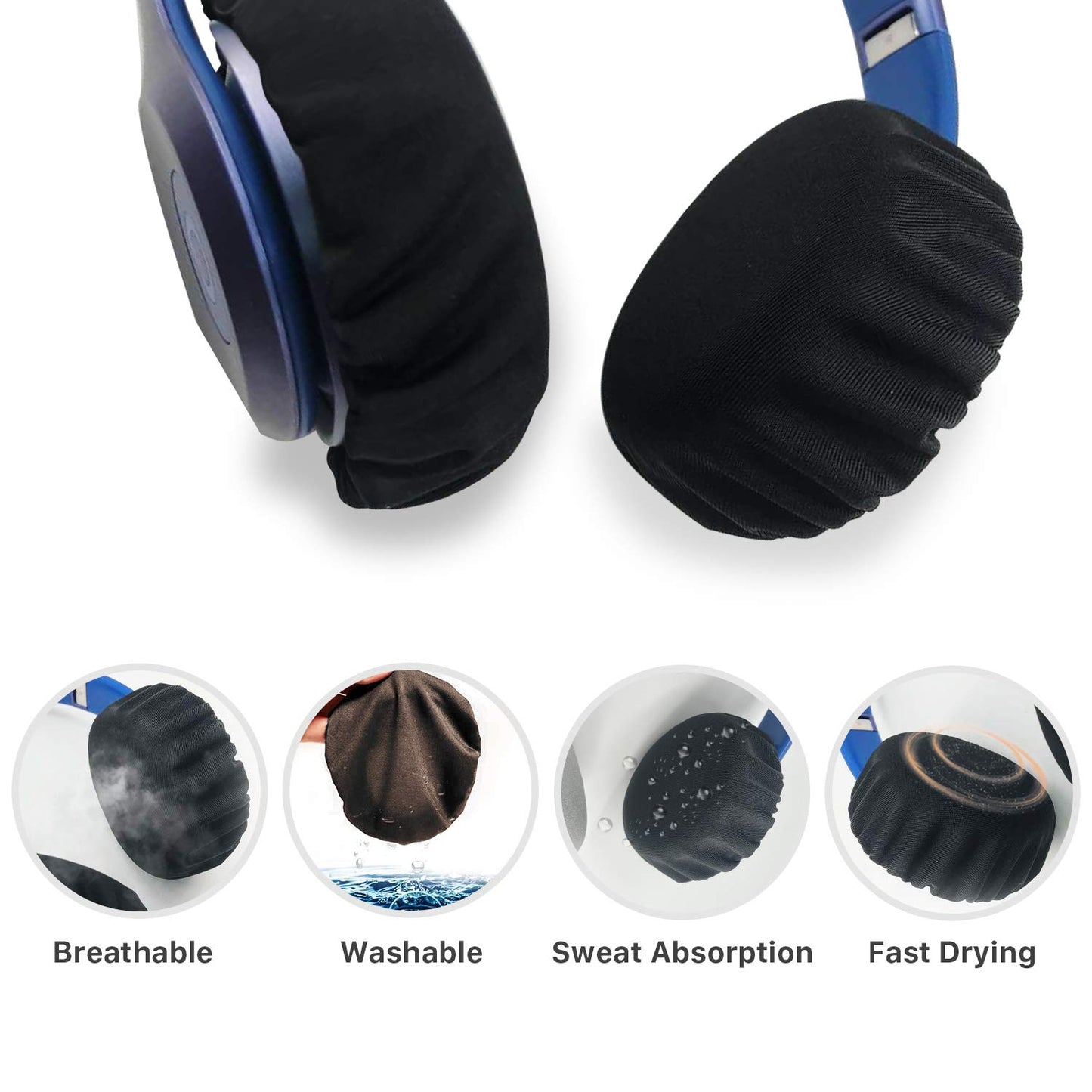 DleDan 3 Pairs Stretchable Fabric Headphone Covers/Washable Sanitary Ear pad,Earcup Earpad Covers Fit Most On Ear Headphones 8-11cm(3.14" - 4.33")