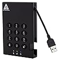 Apricorn 500GB Aegis Padlock USB 3.0 256-bit AES XTS Hardware Encrypted Portable External Hard Drive (A25-3PL256-500)