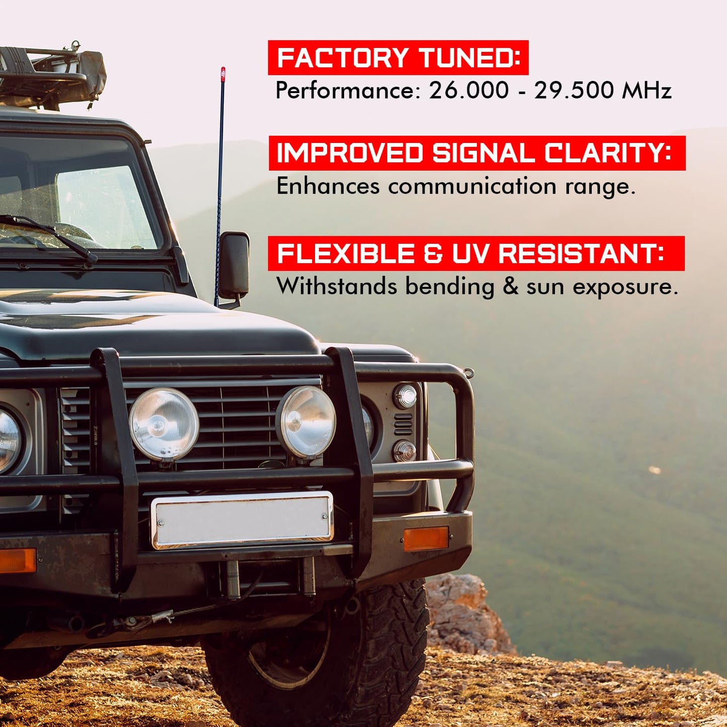 Prostick 2 Foot Fiberglass 1000 Watt Black CB Radio Antenna with Heavy Duty Black Stainless Steel Spring.