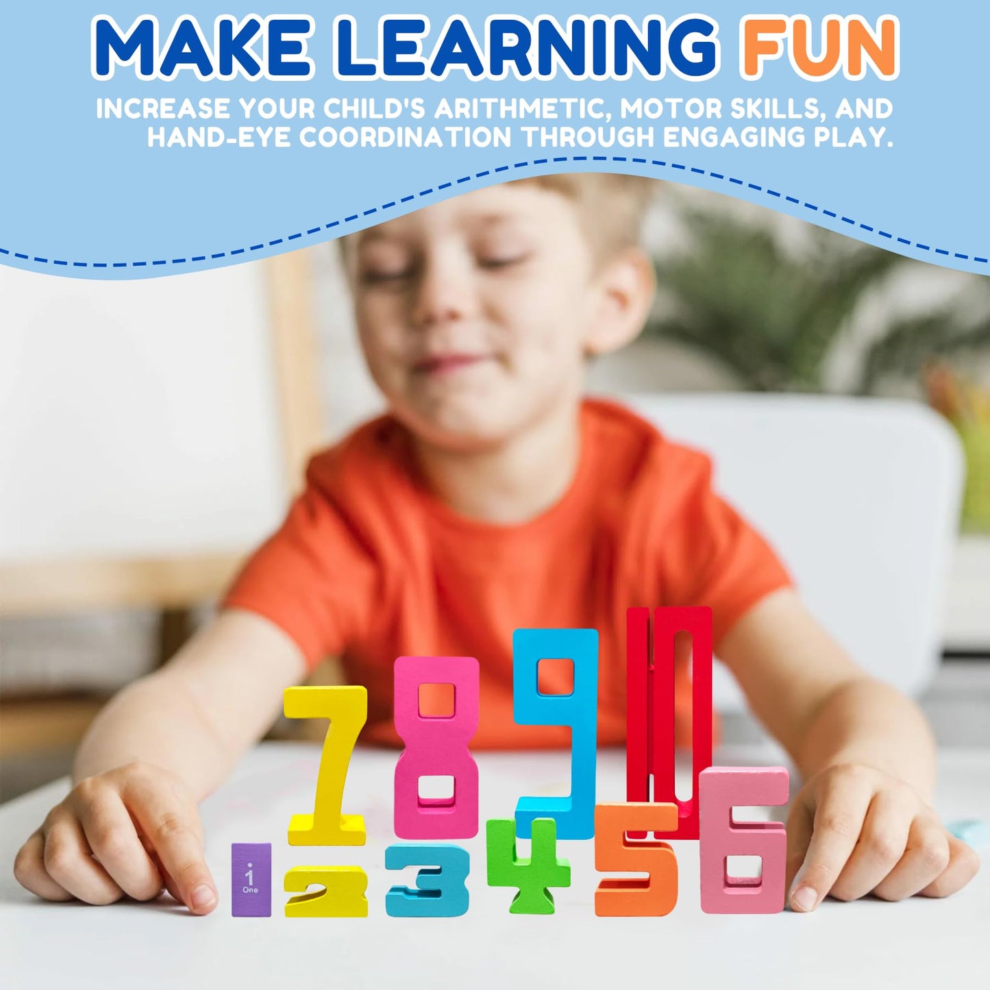 20pcs Wooden Number Building Blocks – Montessori Math Learning & Counting Toys, Educational Digital Blocks for Kids & Parent-Child Play