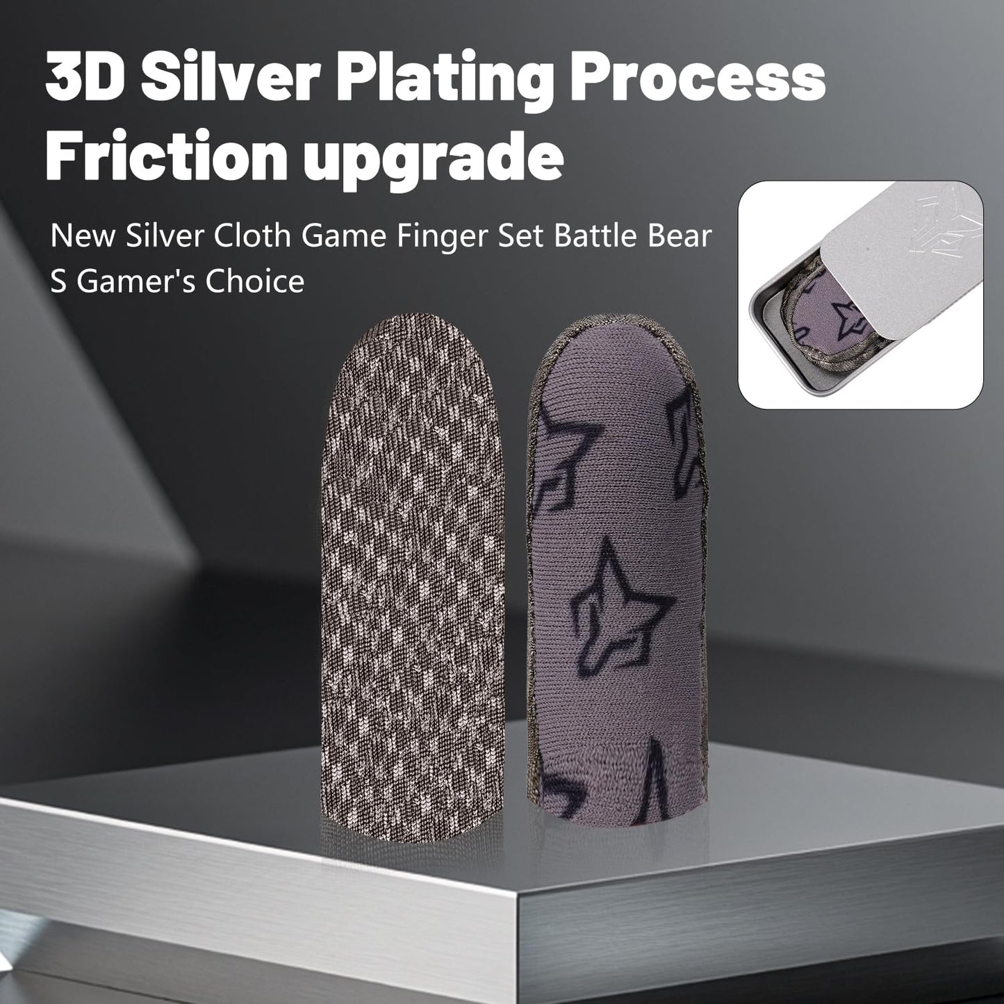 rinsfox Upgrade Fox Superconducting Silver Cloth, Extremely Sensitive Thin Zero Touch, Washable, Mobile Gaming Finger Sleeve,4 Pack For PUBG Knives