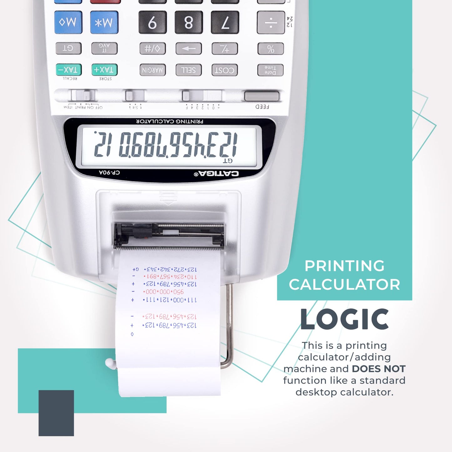 CATIGA New & Upgraded 2025 Printing Calculator Adding Machine 10 Key, Desktop Home Office Calculator with Paper Roll Print Out, Accounting Business