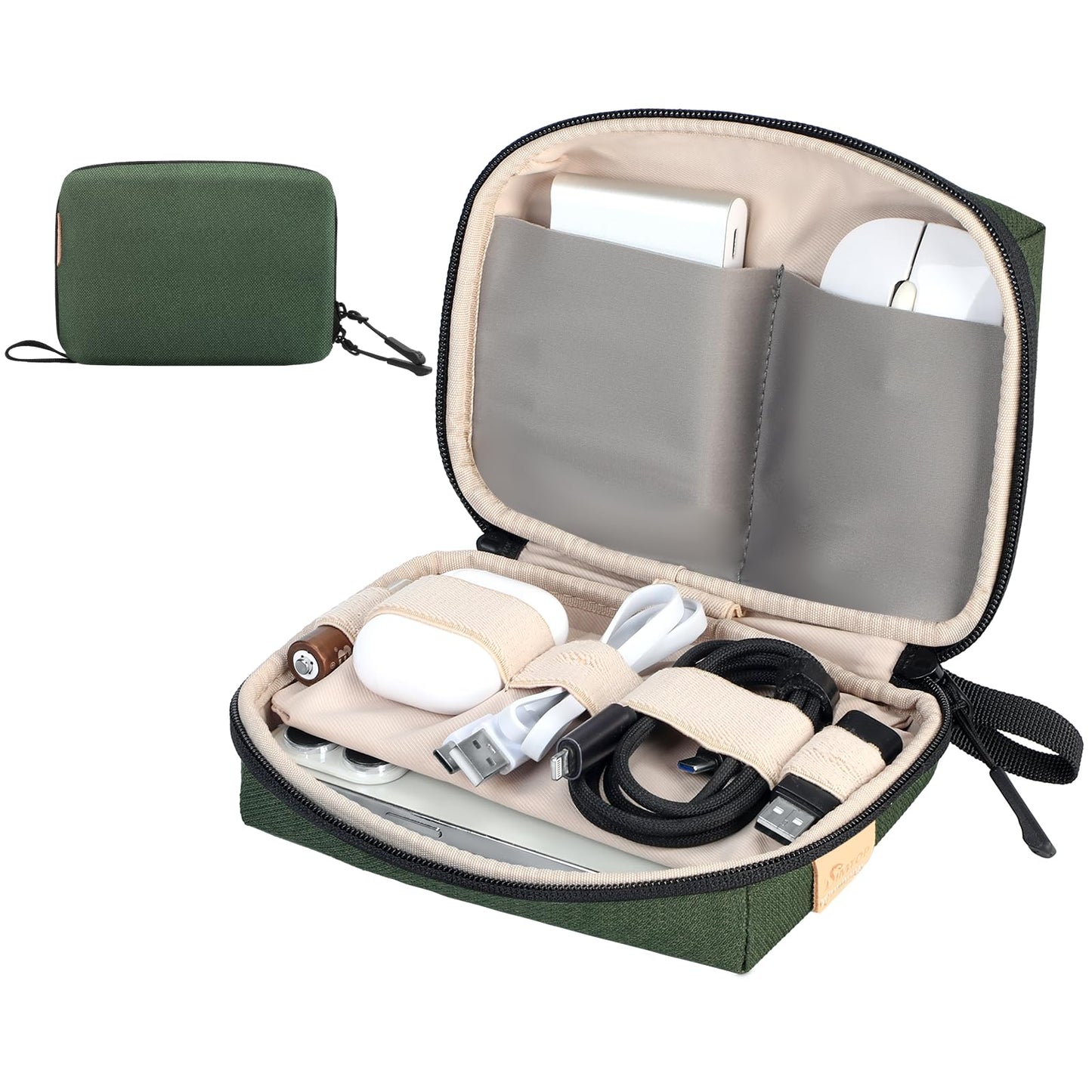 SIMTOP Small Electronics Organizer Travel Case, Portable Tech Case Pouch for Cable, Charger, Phone & Earbuds - Water-Resistant Cord Storage for