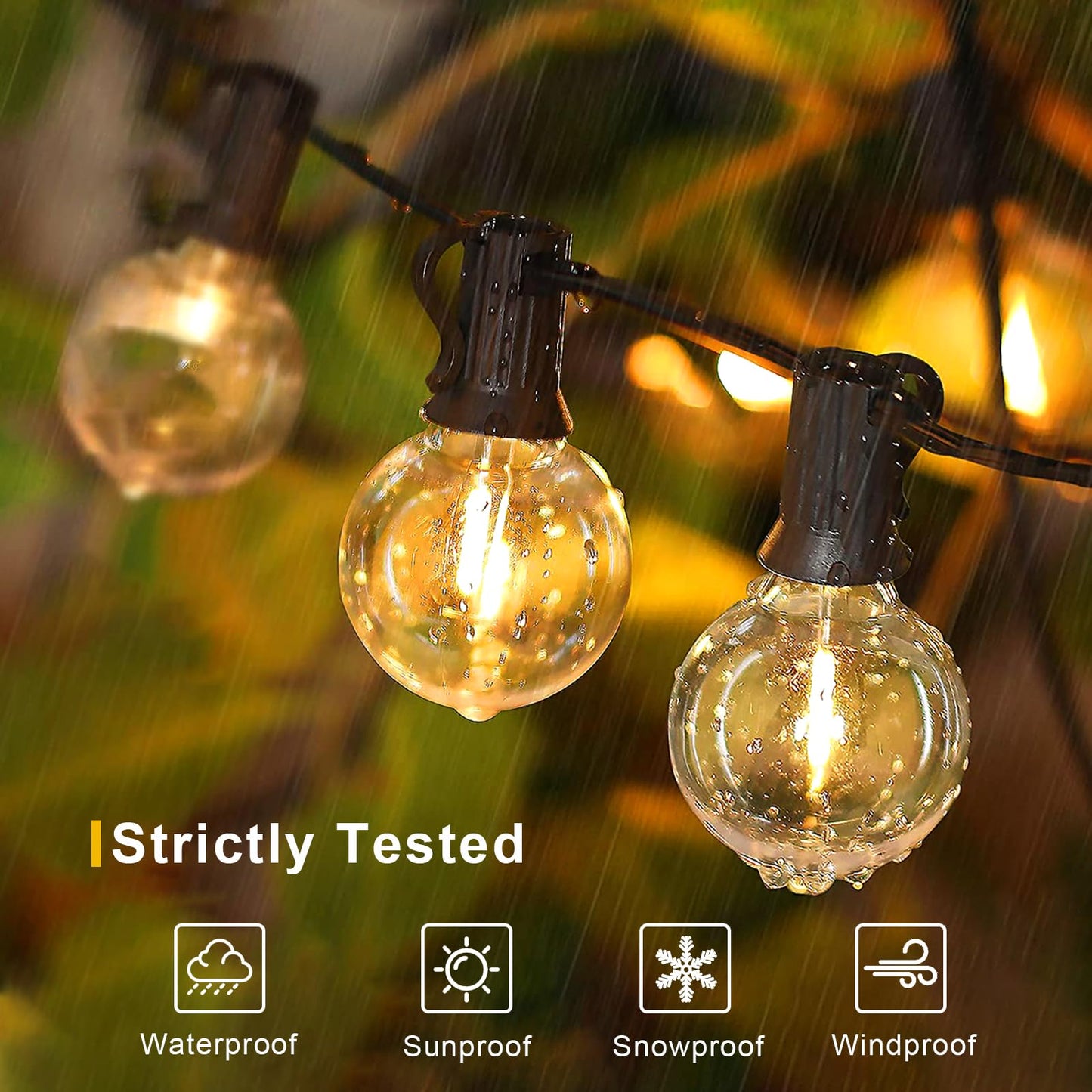 GvvooHome Outdoor String Lights, LED Patio Hanging Lights with Waterproof G40 Globe Plastic Bulbs for Outside Backyard Porch Garden Cafe Decor (25ft
