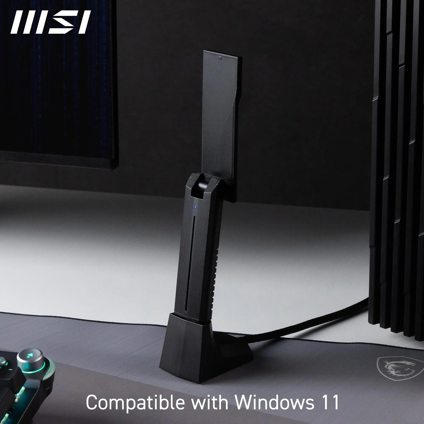 MSI BE6500 WiFi 7 USB Adapter - WLAN up to 2880 Mbps (6GHz, 5GHz, 2.4GHz Wireless), USB 3.2 Gen 1, MU-MIMO, 2X High-Gain Tri-Band Antennas