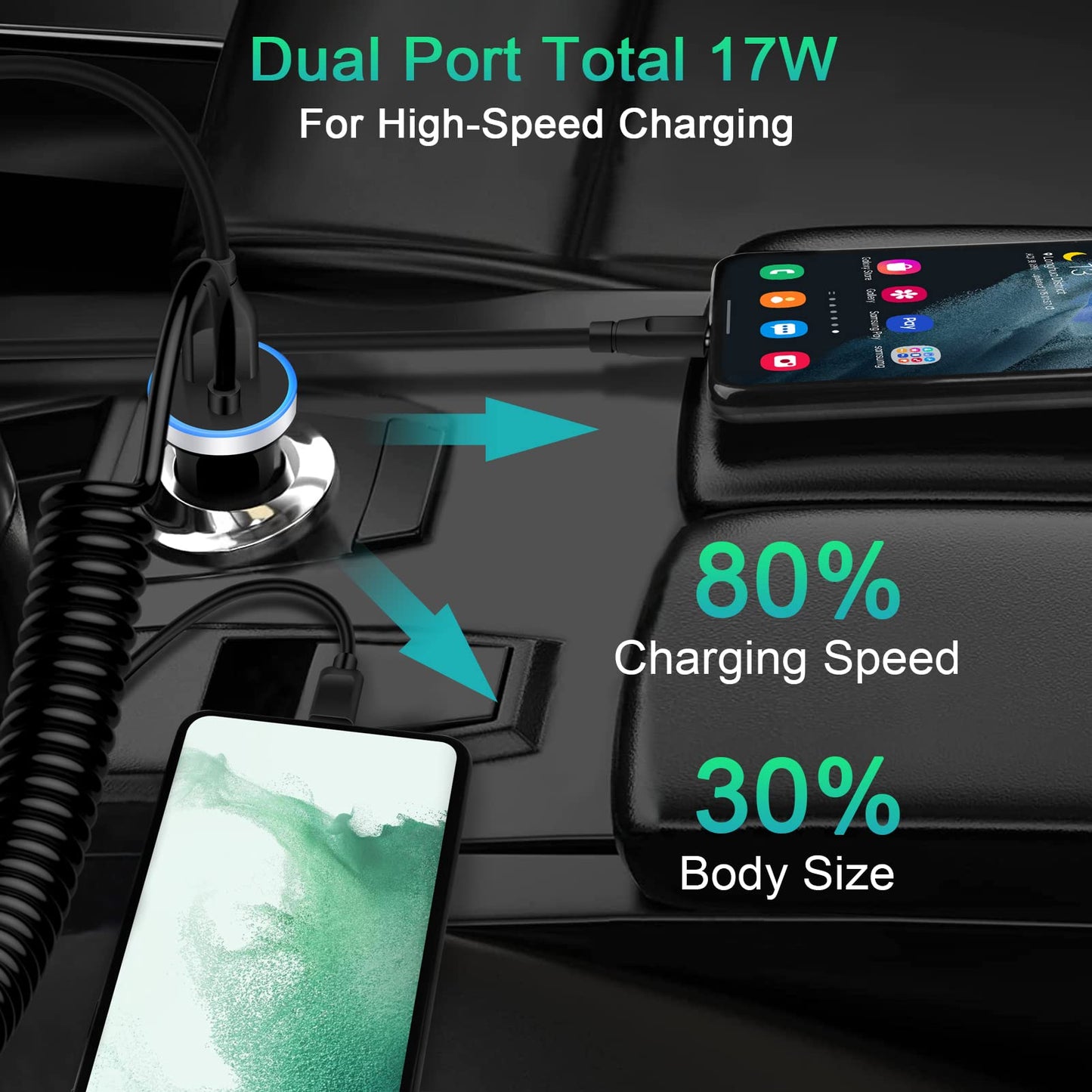 Android Type C Car Charger Fast Charging for Samsung Galaxy A17/A16/A36/A26/S25 Edge/S25FE/S25 Ultra/25 Plus/S24