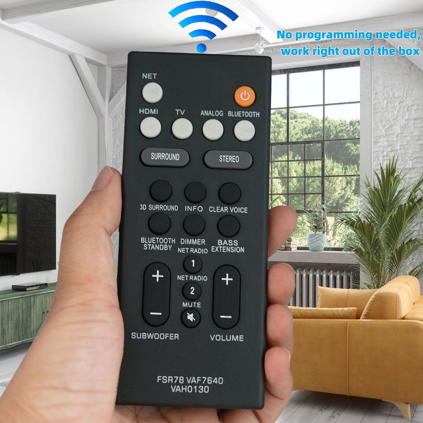 Replacement Remote for Yamaha YAS-103 YAS-105 YAS-106 YAS-107 ATS-1070 YAS-203 YAS-207 ATS-1030 ZV28960 ZV289600 FSR78 ATS 1060 Remote, Black Home