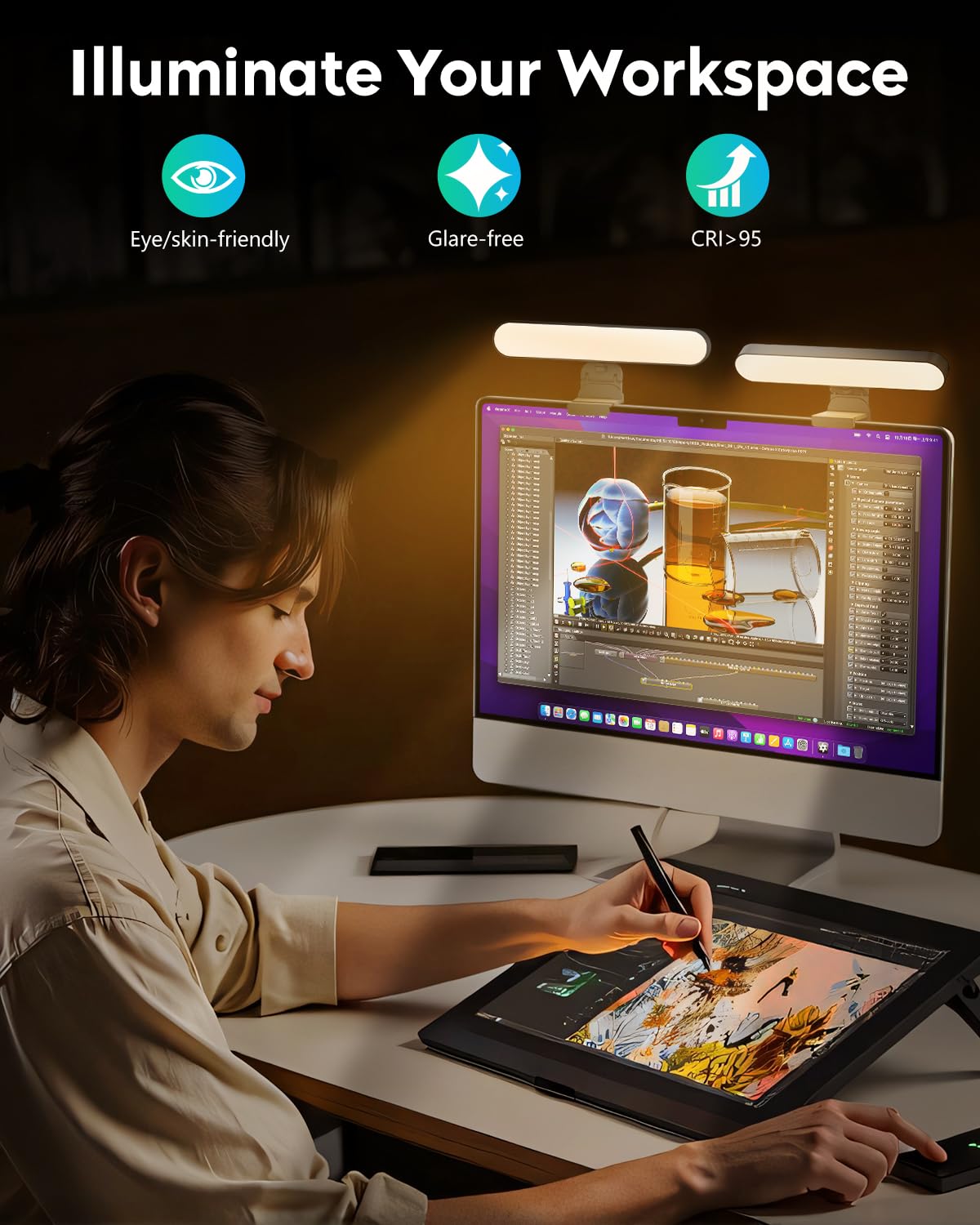 UBeesize Video Conference Lighting, LED Streaming Light for Video Calls, Webcam Light with Adjustable Monitor Mount, Zoom Lighting for Computer