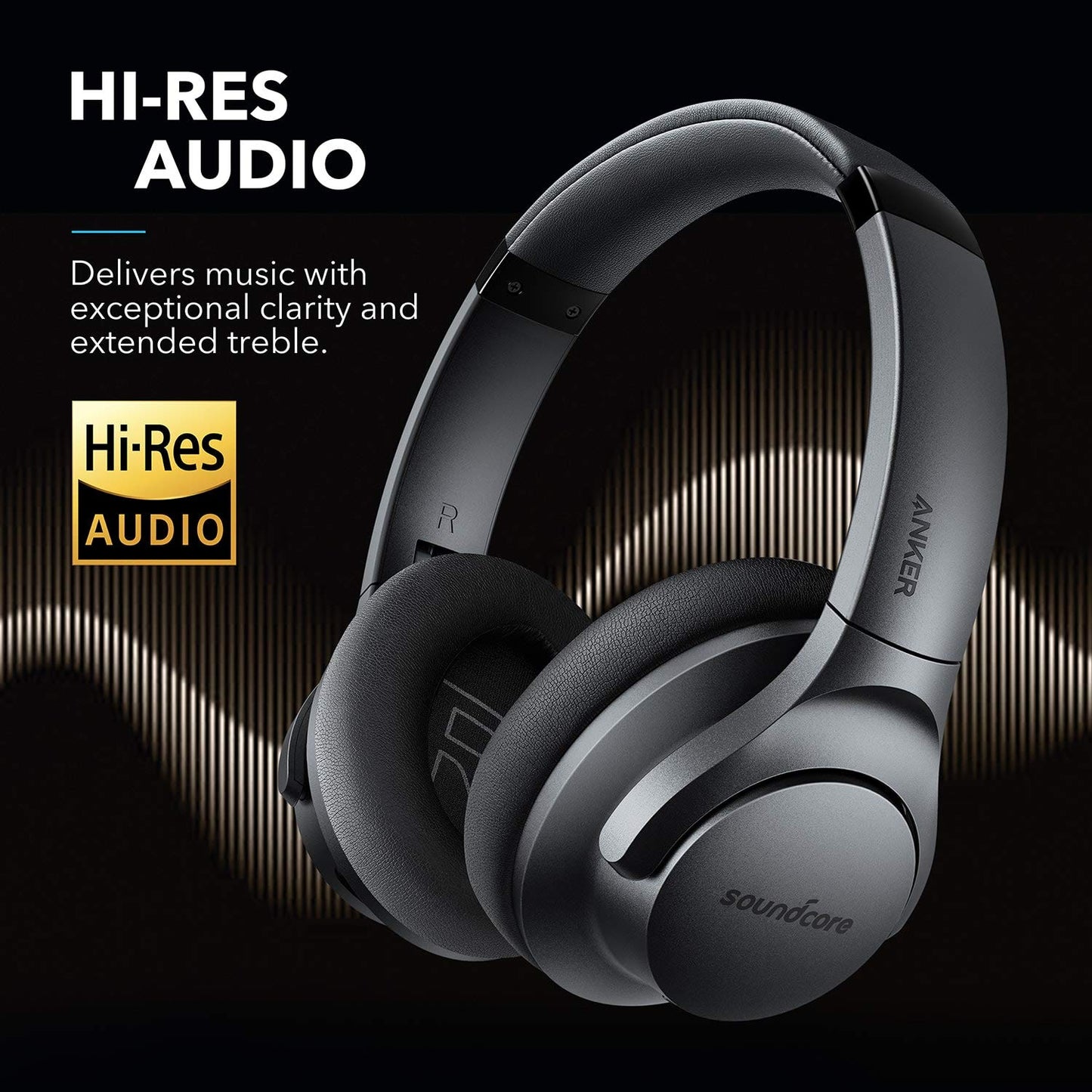 Anker Soundcore Life Q20 Hybrid Active Noise Cancelling Headphones, Wireless Over Ear Bluetooth Headphones with 40H Playtime, Hi-Res Audio, Deep…