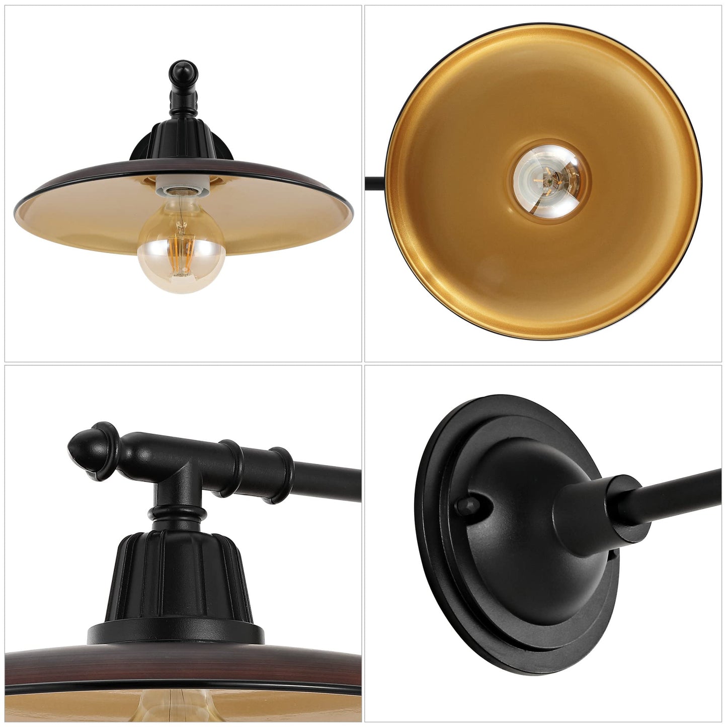 JONATHAN Y 12" Navy/Black 1-Light Modern Farmhouse Outdoor Sconce, Industrial Wall Lamp for Porch Patio, Iron Victorian Arm with Metal Shade, LED Bulb
