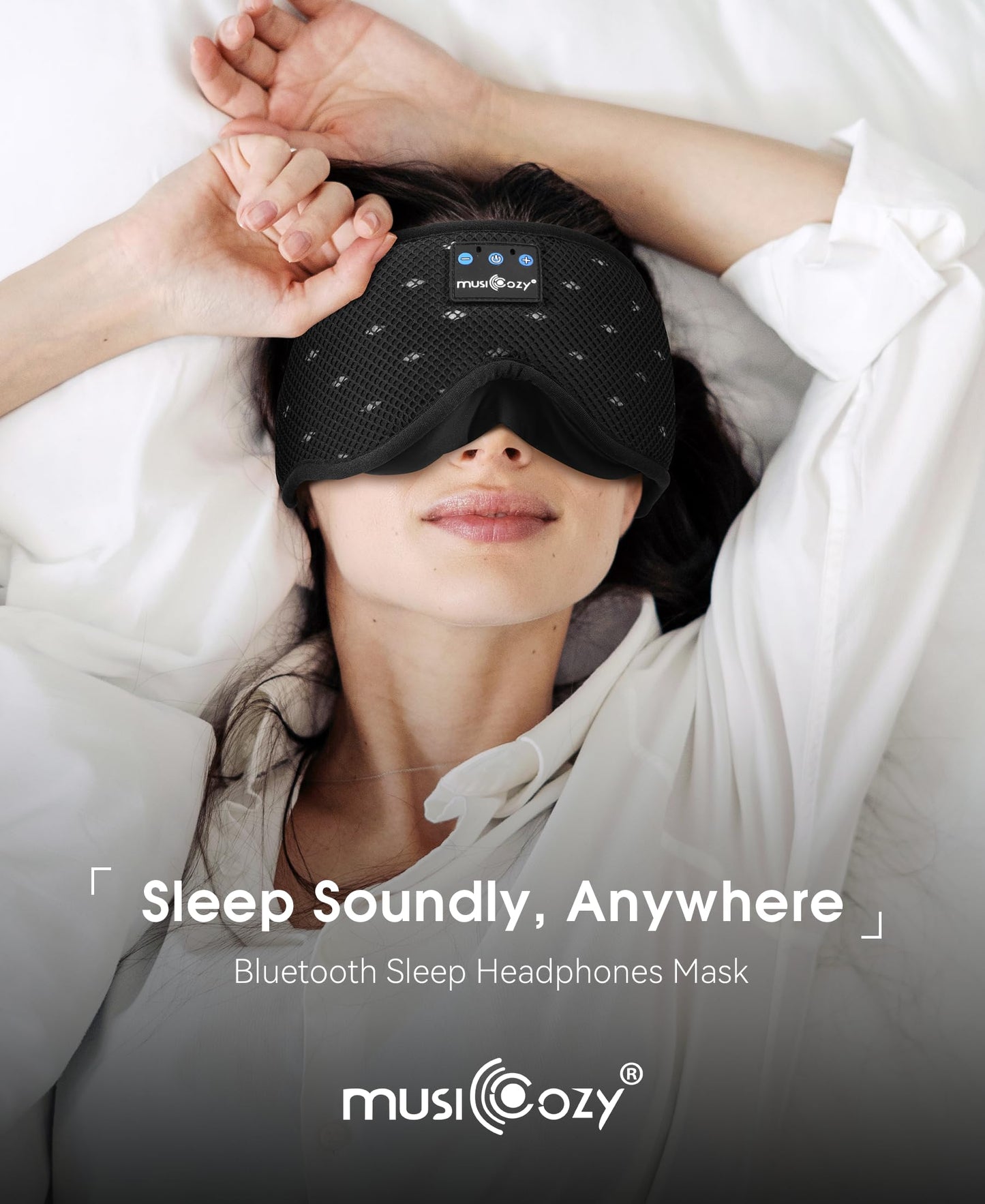 MUSICOZY Sleep Headphones Breathable Sleep Mask Bluetooth 5.4 Wireless Earphones Mask Sleeping Eyemask for Side Sleepers for Women Men Travel…