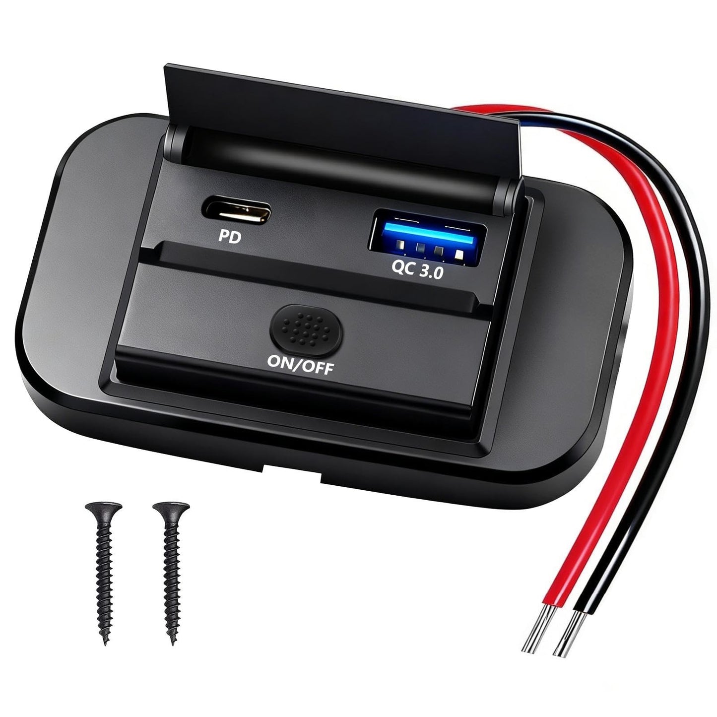 DAESENN 12V Flush Mount USB Charger with Power Switch, Multi-Port Car Charger for RV, Boat, Car, Bus, ATV, Motorcycle - Panel Mount Charging