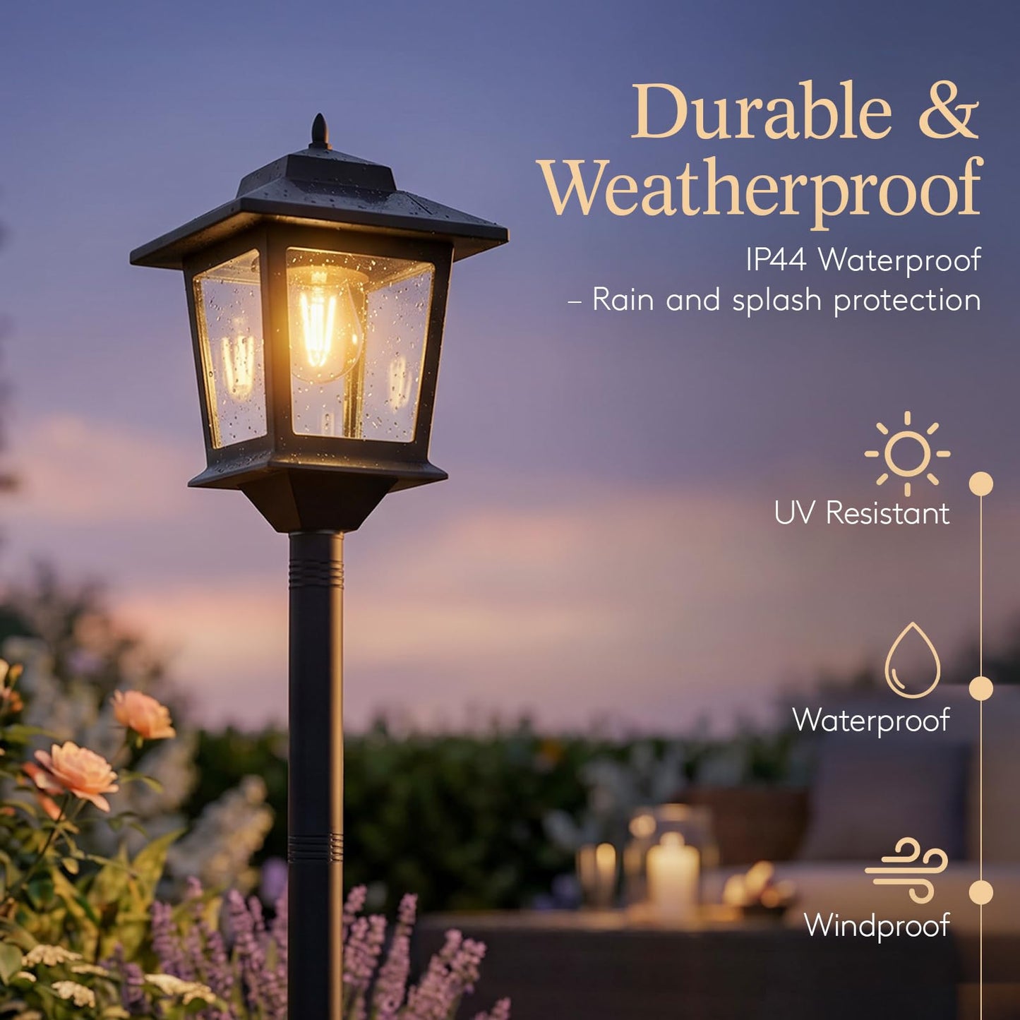 PASAMIC Outdoor Solar Post Lights, 2-Pack 63" Dusk to Dawn Solar Lamp Posts, Waterproof Floor Lamps, Warm White Pole Lights for Patio with Replaceable