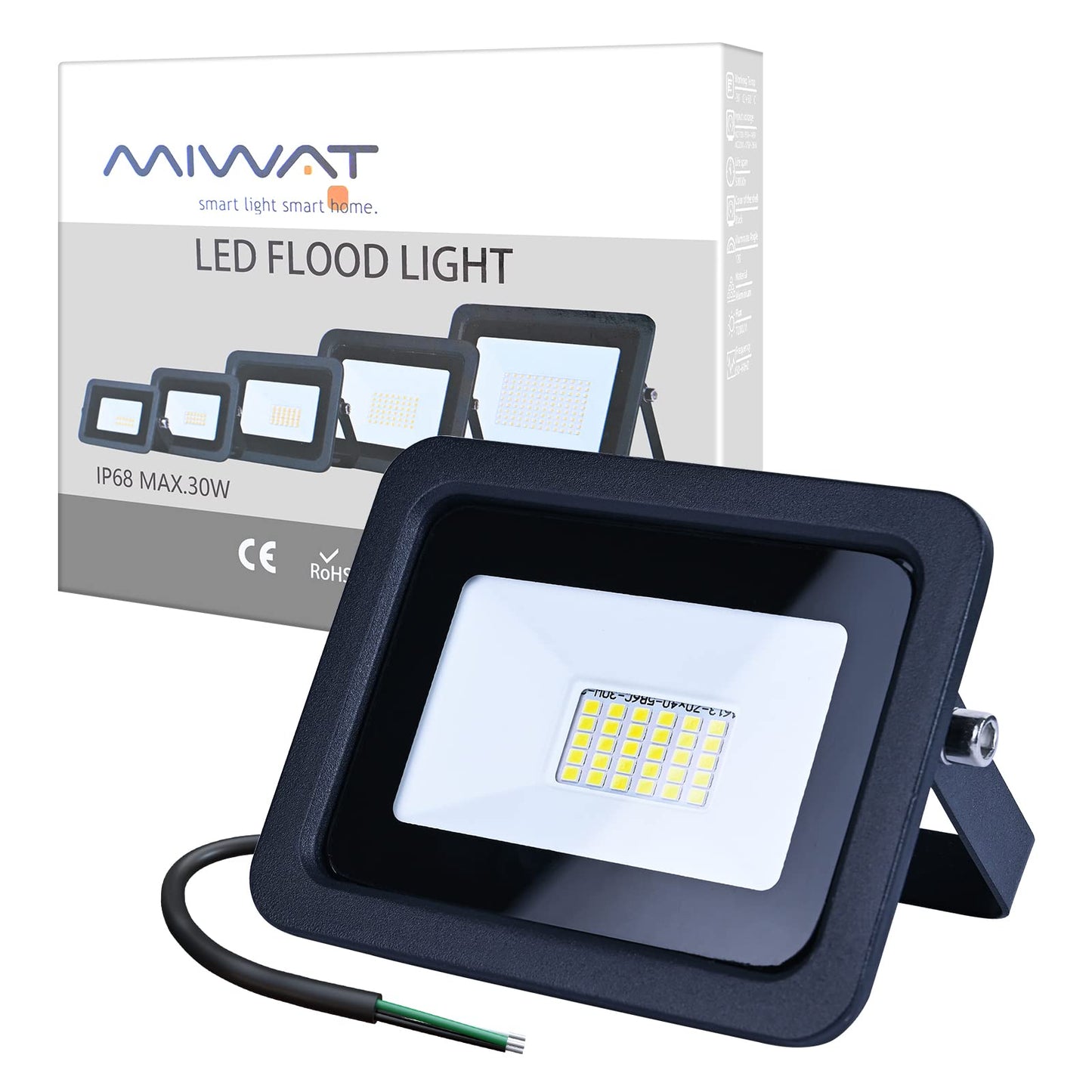 MIHEAL Ultra-Thin 30W Cool White 6000K LED Flood Light Spotlight Led Search Lamp 110V Floodlights for Outdoor Garden Street Square