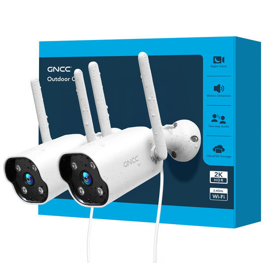 GNCC Security Camera Outdoor, 2K Cameras for Home Security, Color Night Vision, Motion Detection, 2-Way Audio, 24/7 Recording, Cloud & SD Card
