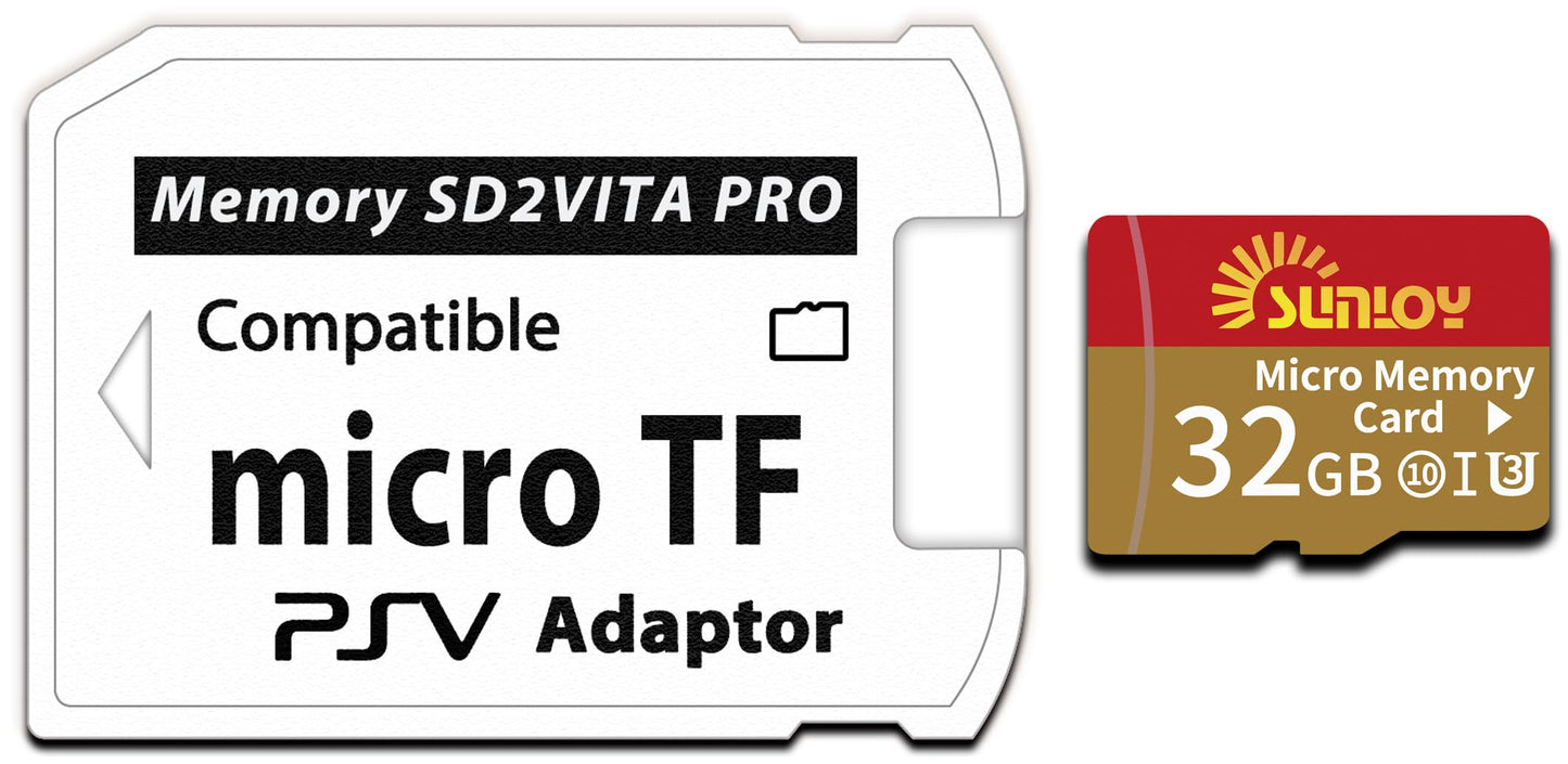 SD2Vita 6.0 PS Vita Memory Card Adapter with 32GB Micro SD Card, High Speed microSDHC UHS-I Flash Memory Card with PSV Micro SD Card Adapter for PSV