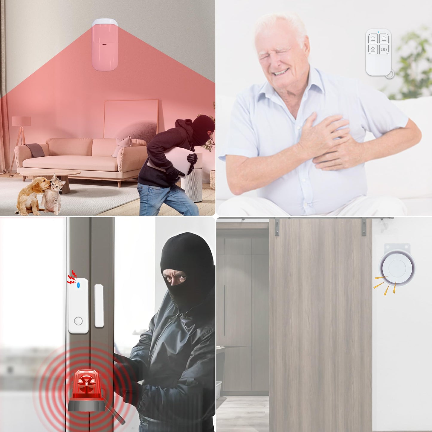 Alarm System with Phone APP Alert,DIY WiFi Home Security Alarm System,12pcs Kit Motion Detector,Door Sensor,Remote Control,Siren,Compatible with Alexa