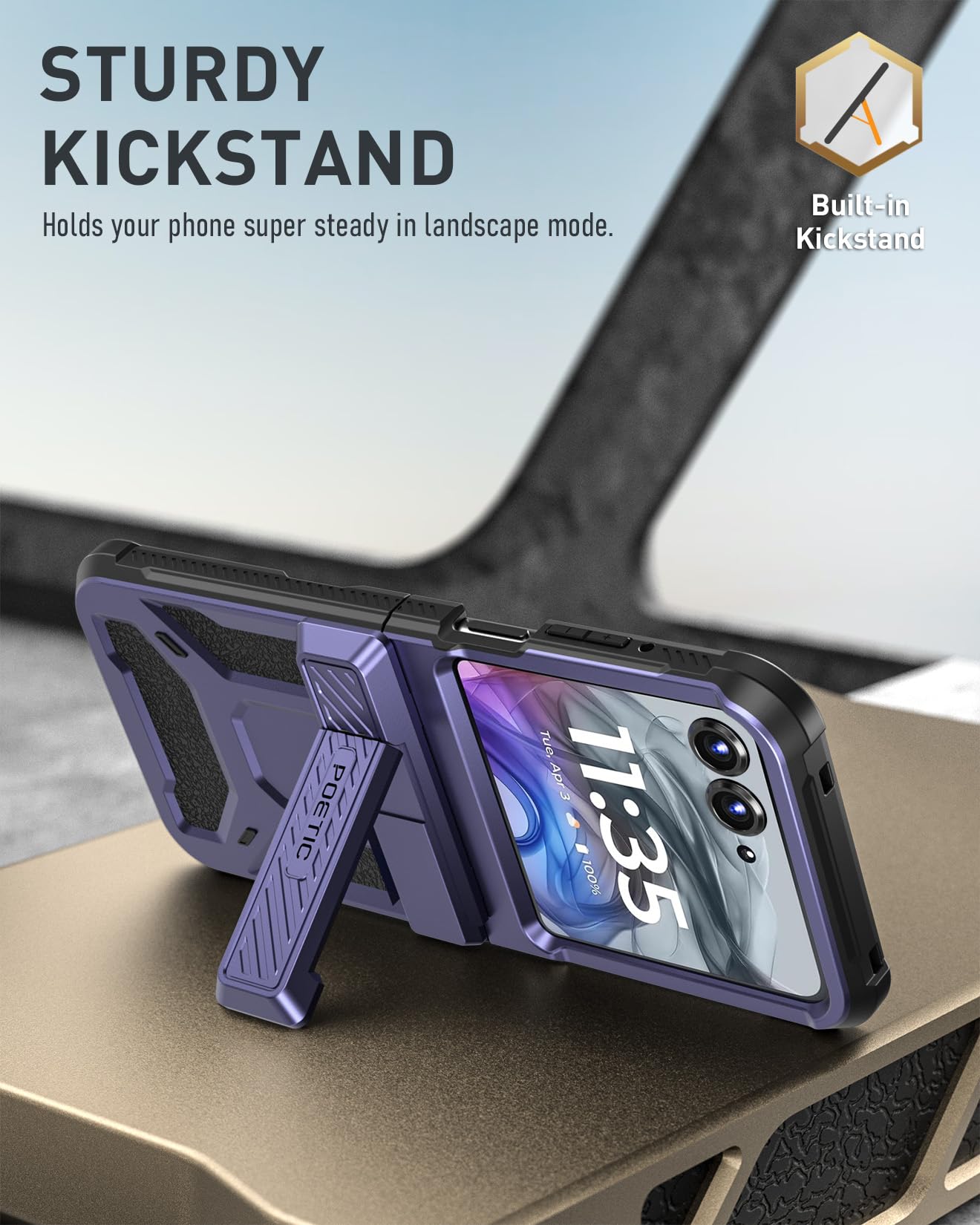 Poetic Spartan Case for Motorola Moto Razr 2024,[Kickstand][Hinge Protection][20FT Mil-Grade Drop Tested], Full-Body Rugged Shockproof Protective