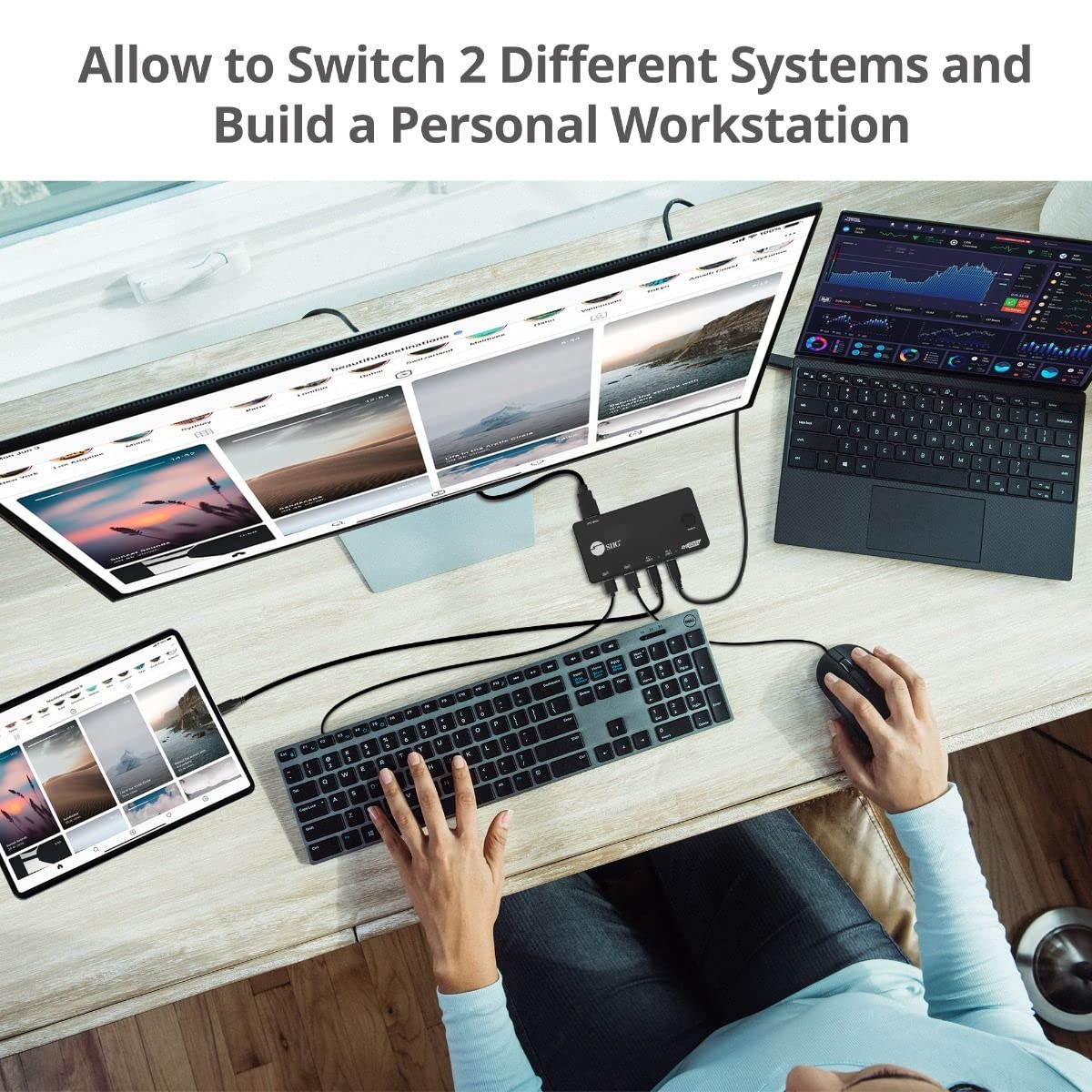 SIIG 2 Port USB-C KVM Switch - 2 Computers to 1 Monitor - 2X USB-A + 2X USB-C - Single 4K 60Hz HDMI, USB-C Bus Powered, Button Control, Thunderbolt 3