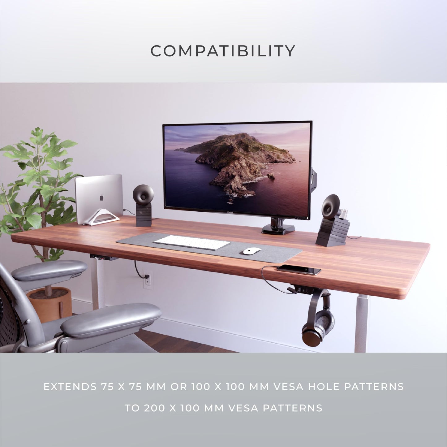 HumanCentric VESA Mount Adapter Plate for 200x100 mm VESA Patterns, Conversion Kit for 75x75 and 100x100 mm Patterns to 200 x 100 mm, Hardware
