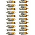 EEEKit 20Pack RCA Male Plug Solder, Gold Audio Video Adapter Connector for Speaker Wire Wall Plate Home Theater Audio Video Receiver Amplifiers