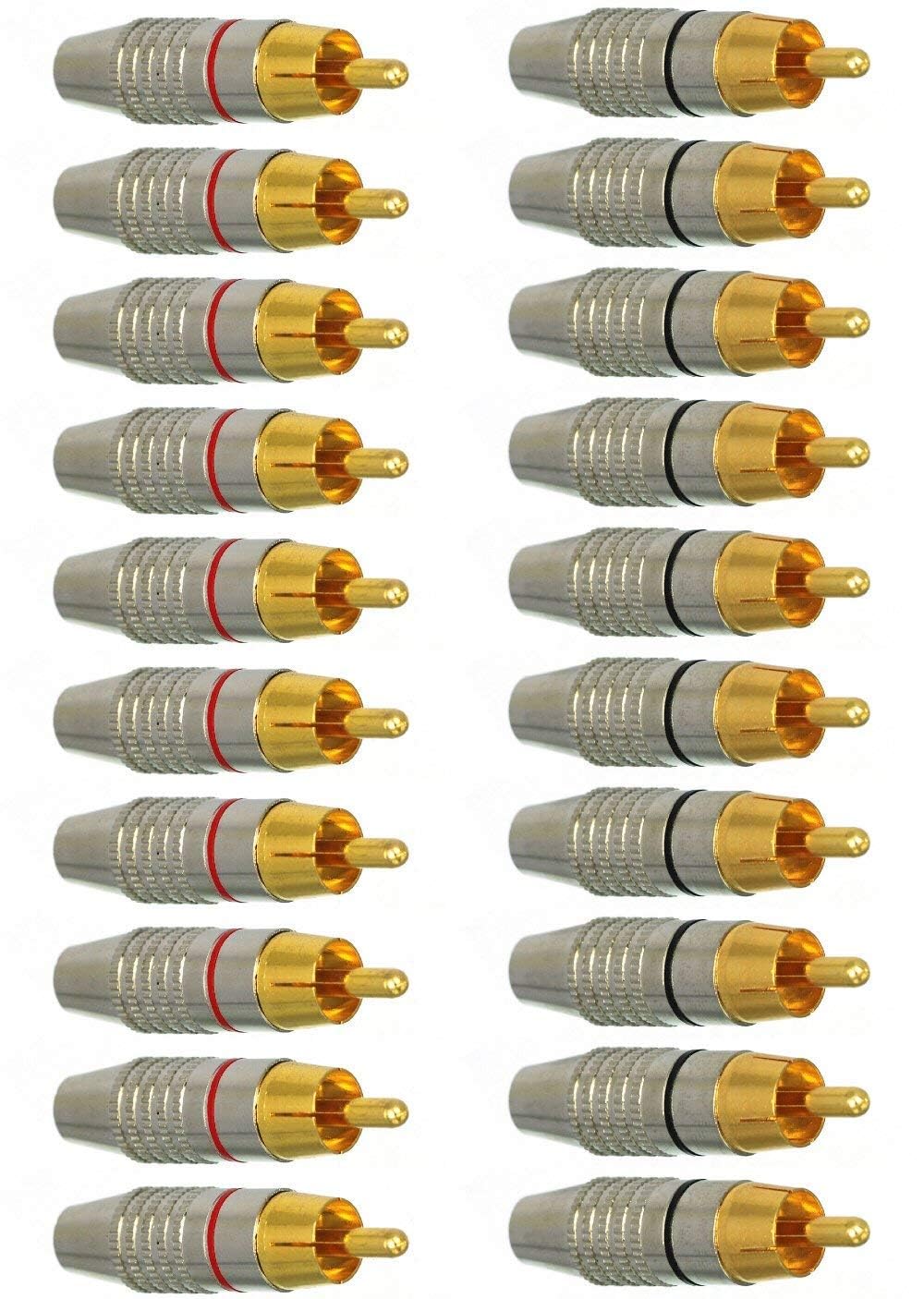 EEEKit 20Pack RCA Male Plug Solder, Gold Audio Video Adapter Connector for Speaker Wire Wall Plate Home Theater Audio Video Receiver Amplifiers