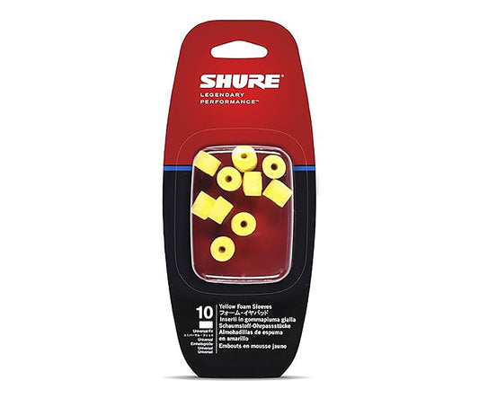 Shure EAYLF1-10 Yellow Foam Sleeves (10 Included/5 Pair), Replacements for E1, E3, E4, E5, SCL3, SCL4, SCL5, SE110, SE210, SE310, SE420, SE530, SE112