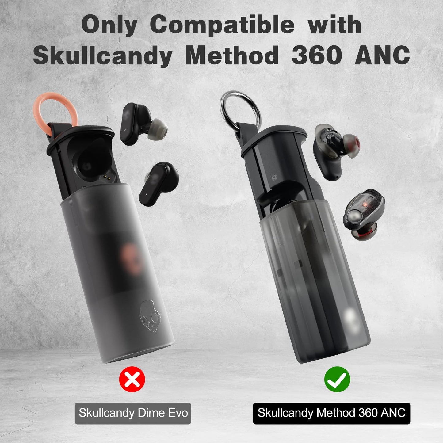 POZCIS for Skullcandy Method 360 ANC Case Cover, Soft Silicone Protective Earbuds Case, Only Compatible with Skullcandy Method 360 ANC with Cleaner