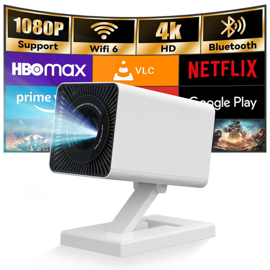 [Built-in Apps & 2026 Upgraded] Mini Projector?Portable Projector 1080P/4K Support?Smart Projector with Auto Keystone Correction?Home/Movie Projector