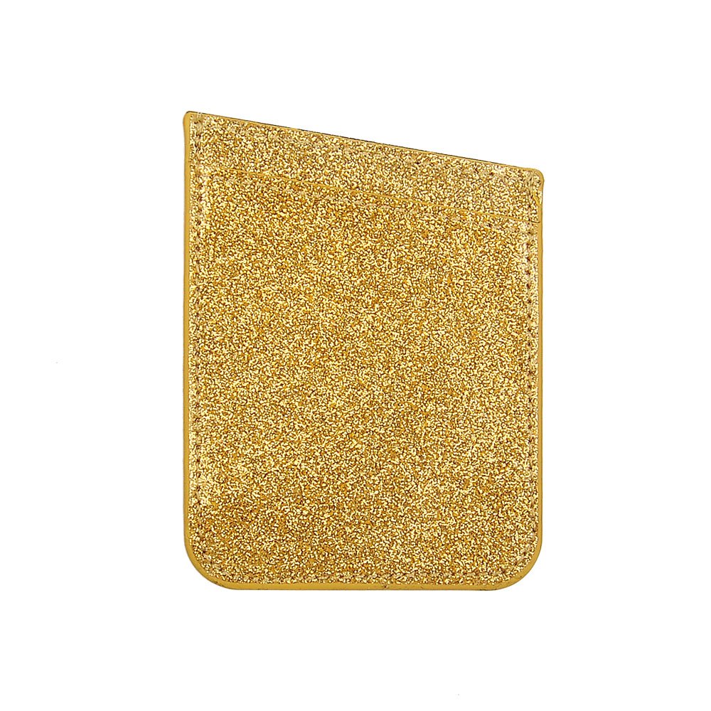 CUBE Stick On - Ultra-Thin Wallet/Card Holder for iPhone/Samsung/LG & More - Golden Glitter