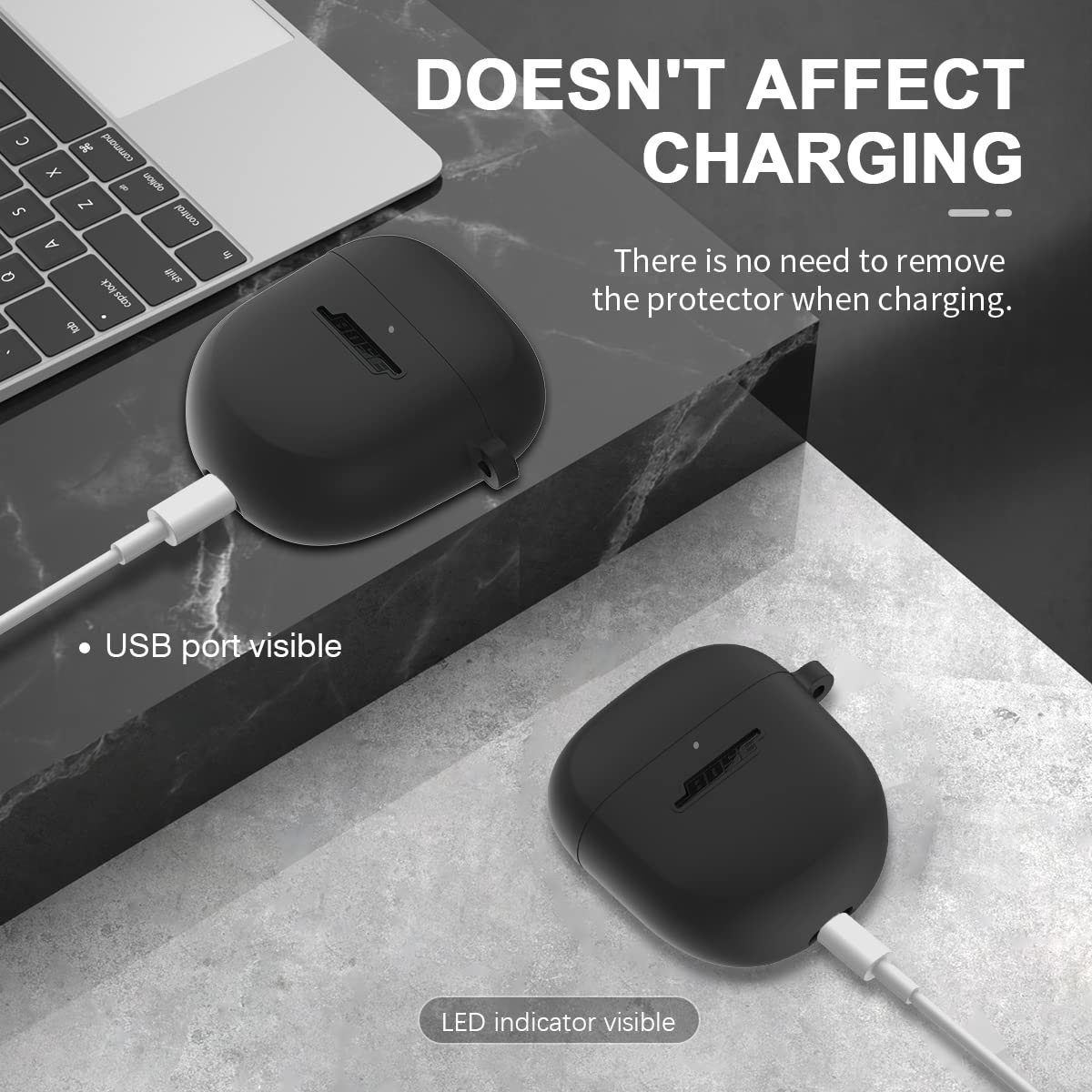 Silicone Case for Bose QuietComfort Earbuds II (2022) & QuietComfort Ultra Case (2023), Shockproof Protective Cover for Bose Earbuds Accessories