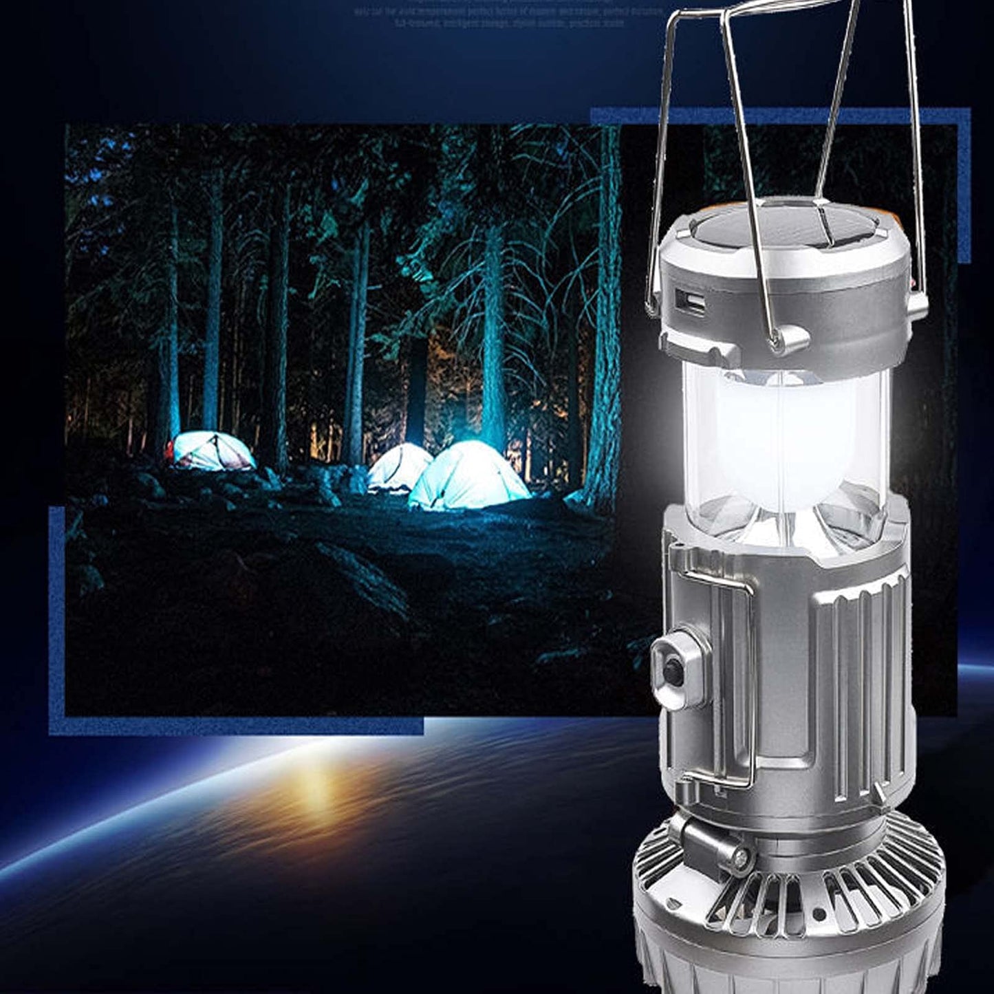 6 in 1 Portable Outdoor LED Camping Lantern with Fan, Waterproof Multi-Function Lanterns, USB Rechargeable Personal Fan,for Hiking Camping Hunting