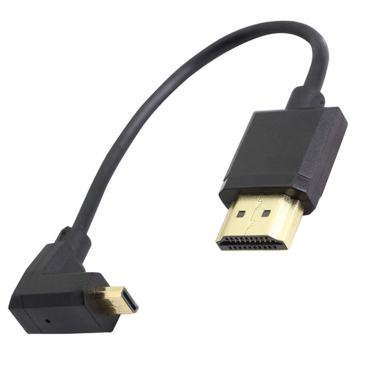 GINTOOYUN 90 Degree Micro HDMI Male to HDMI Male Cable Adapter Connector 4K 60Hz Ethernet HDMI Type D to Type A 3D Audio Return for Cameras-15CM