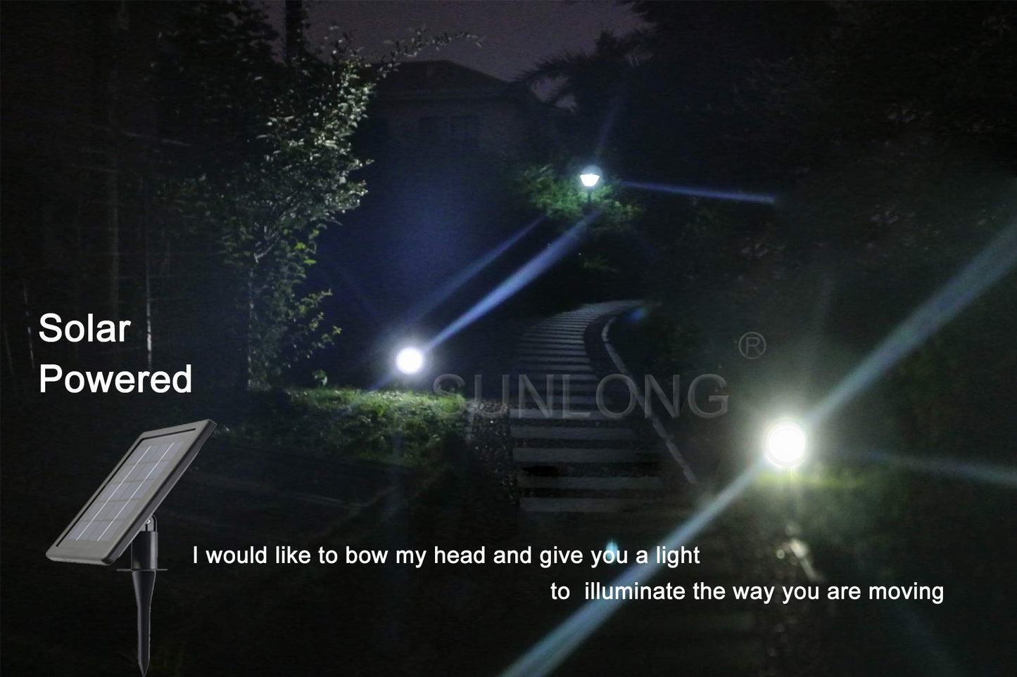 SUNLONG Solar Powered Spot Lights Outdoor Waterproof 2 in 1 Bright Solar SpotLights Power Adjustable for Flag Yard Flagpole Landscape Dusk to Dawn 2 x