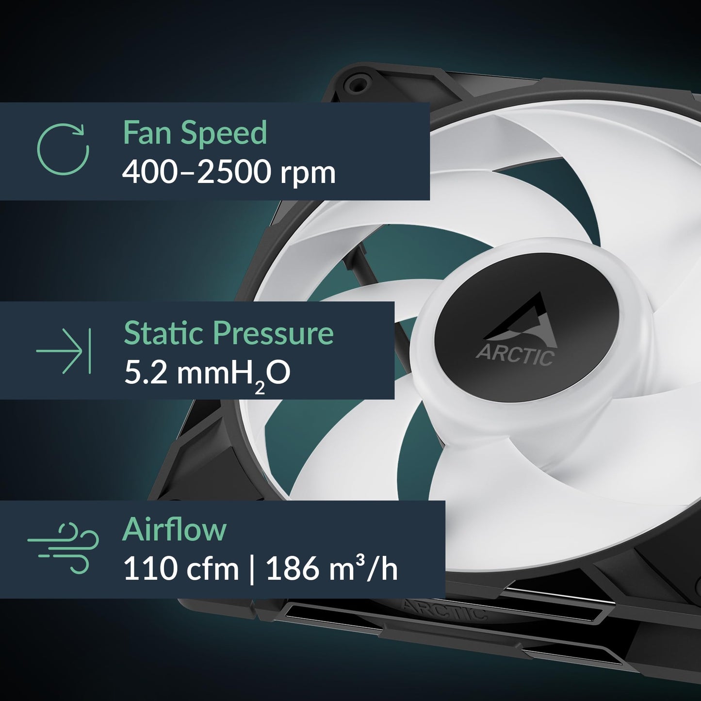 ARCTIC P14 Pro A-RGB (Black) - Powerful Premium Fan, 140 mm PWM Fan with Y-Cable Splitte, 400-2500 RPM, 0 RPM <5% PWM, 5V Digital RGB, Fluid Dynamic