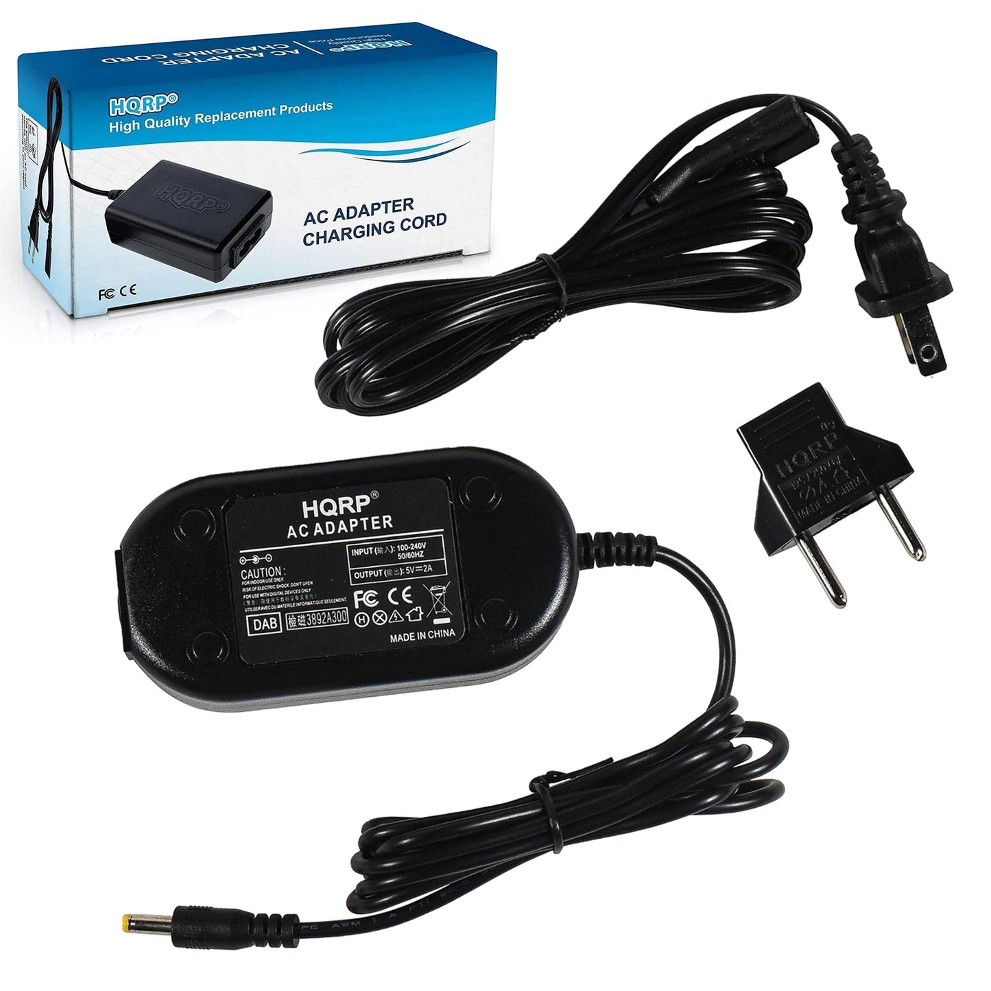 HQRP AC Adapter/Power Supply Compatible with Panasonic SDR-S50 SDR-S50A SDR-S50K SDR-S50N SDR-S50P SDR-S50PC Camcorder with USA Cord & Euro Plug